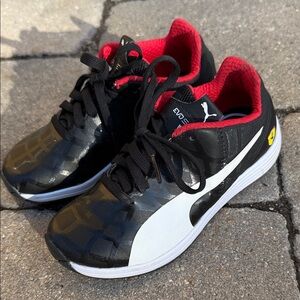 Puma Kids Black Sneakers with Red Highlights